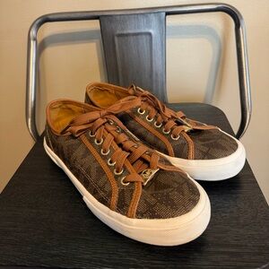 Michael Kors Boerum MK Logo Sneakers Brown Monogram Lace Up Shoes 6.5